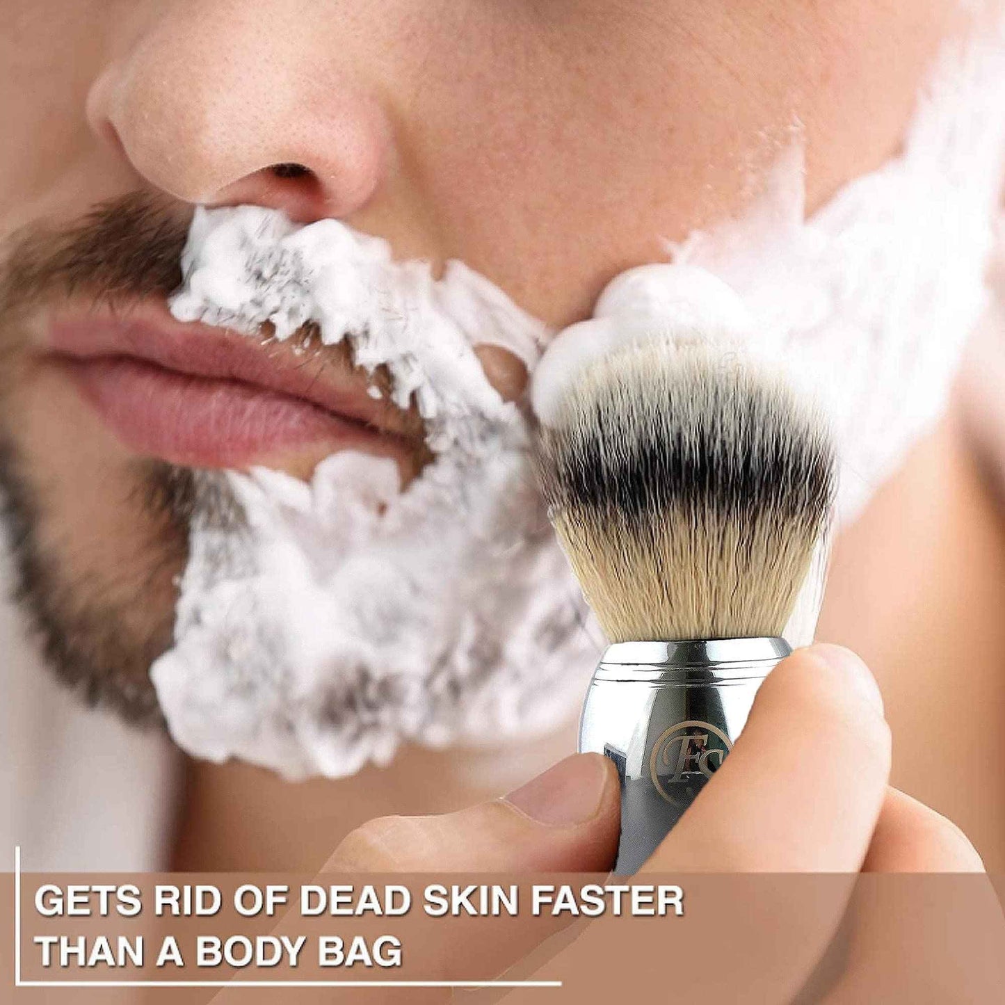 Shaving Brush for Men, Synthetic hair Chrome Metal Best Brush for Personal and Professional Shaving Hair Salon Tool Gifts for Friends, For Fathers Day (knot size 20mm)