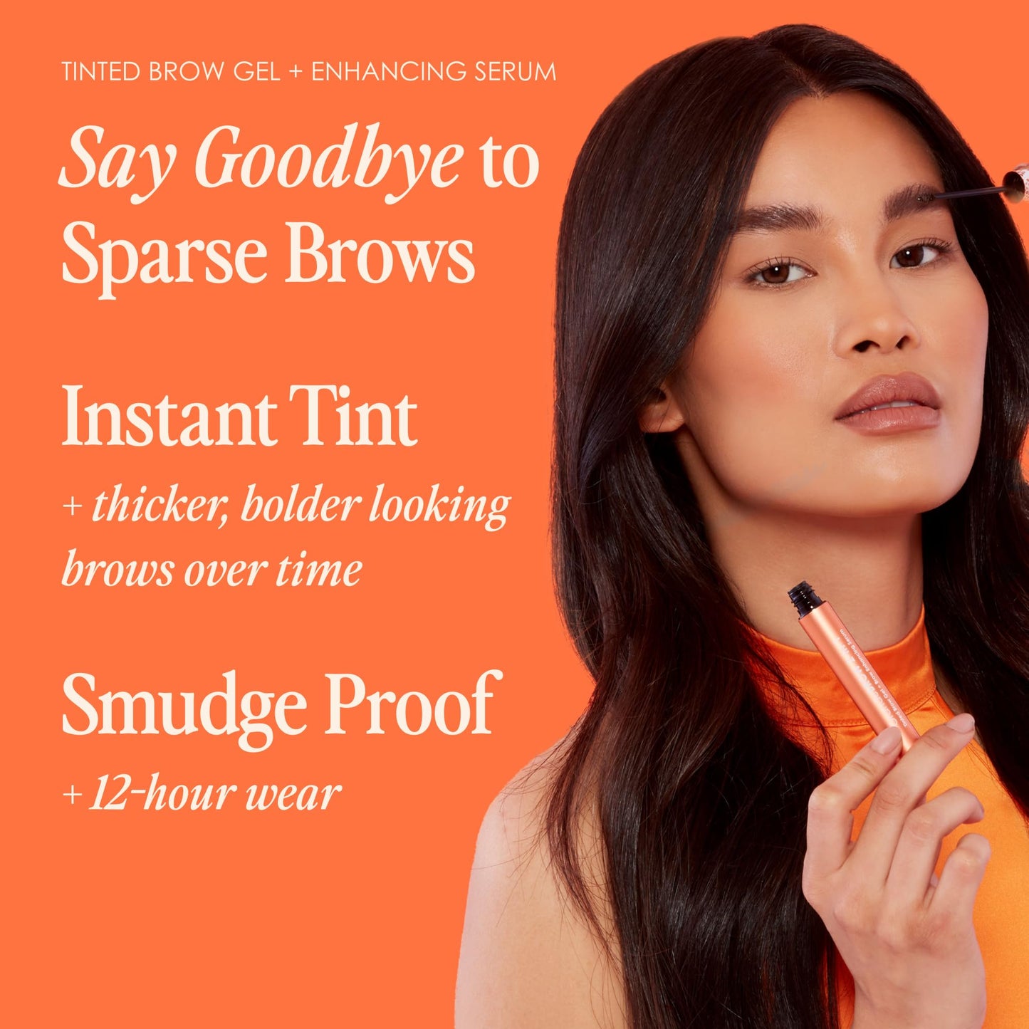 Grande Cosmetics GrandeBROW 2-in-1 Tinted Brow Gel + Brow Enhancing Serum for Thicker & Darker-Looking Eyebrows, Shape & Fill Brows, with Castor Oil & Mini Fibers - Dark, Full Size (0.12 fl oz)