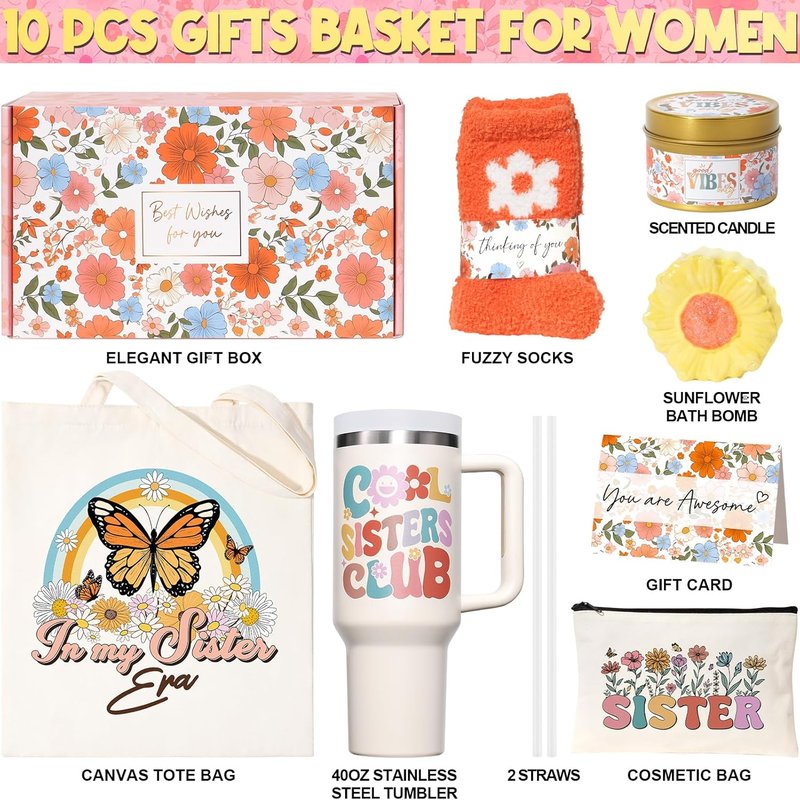 Sister Gifts | Thoughtful Birthday & Mother's Day Gifts for Sisters | 40 OZ Tumbler & Tote Bag Set