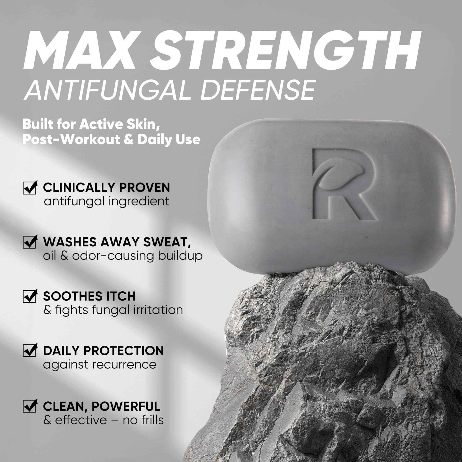 Roycederm Antifungal Soap for Active Skin – Medicated Bar for Athlete’s Foot, Jock Itch, Ringworm with Tea Tree Oil, Charcoal & Volcanic Ash