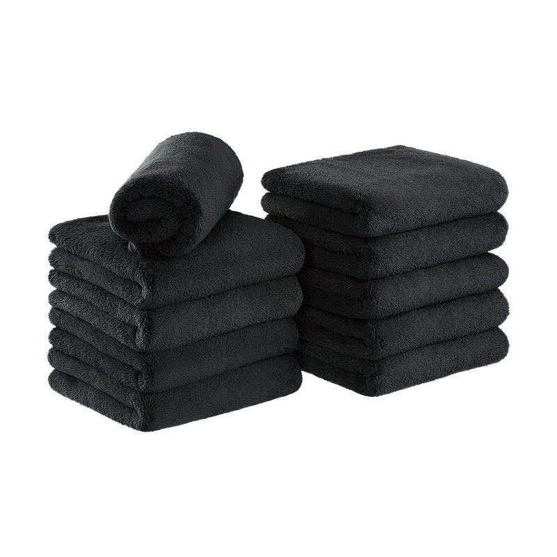 Arkwright Microfiber Coral Fleece Salon Towels - Pack of 10 - Bleach Safe Resistant, Absorbent Hair Drying Towel Set, Perfect for Resort, Hotel, and Spa, 16 x 27 in, Grey