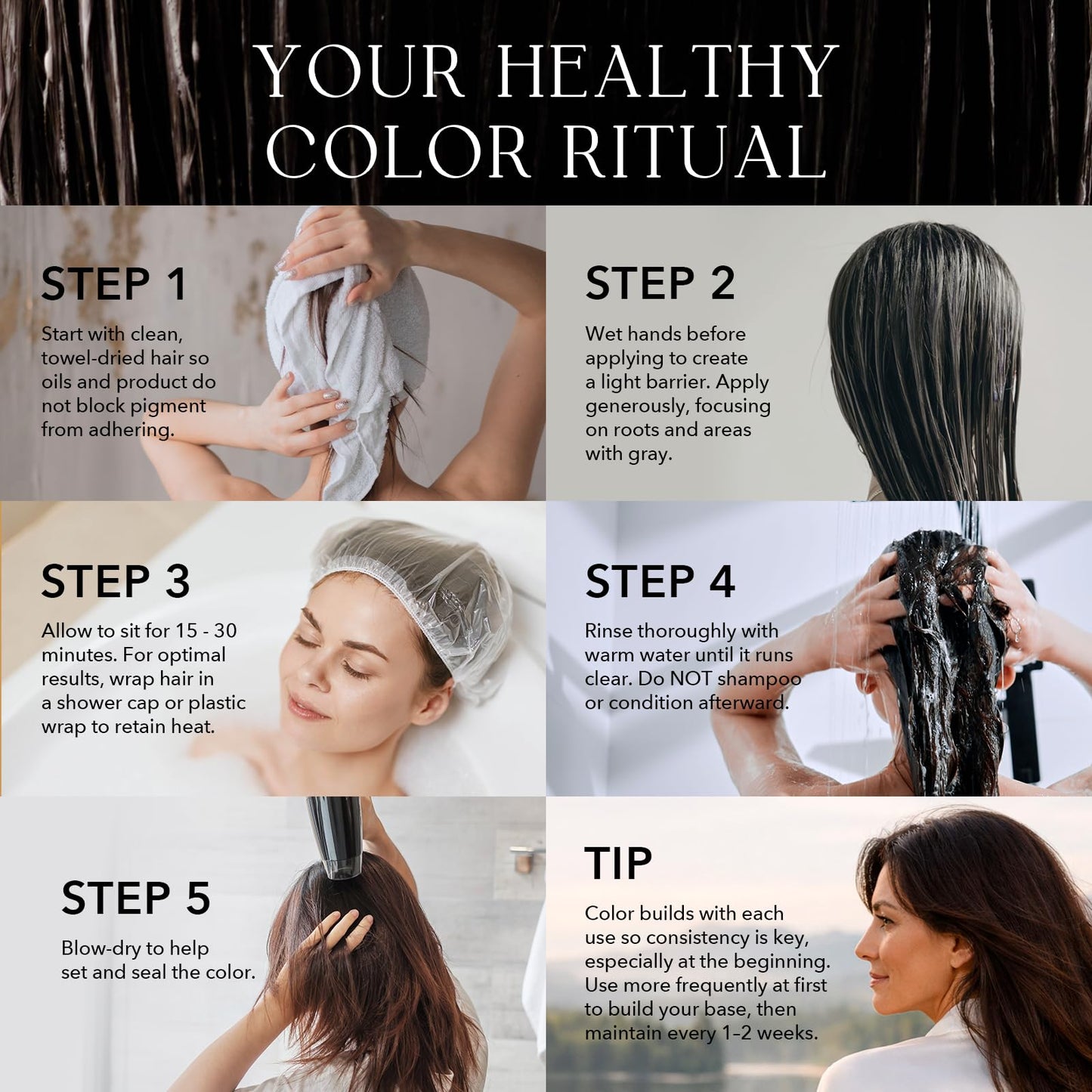 Kiwabi Color-Depositing Treatment for Gray Coverage–Subtle & Buildable Hair Gloss Color Benefit–Gradual, Semi Permanent Hair Color–Sulfate-Free, Ammonia-Free–31 Botanical Extracts,Light Brown
