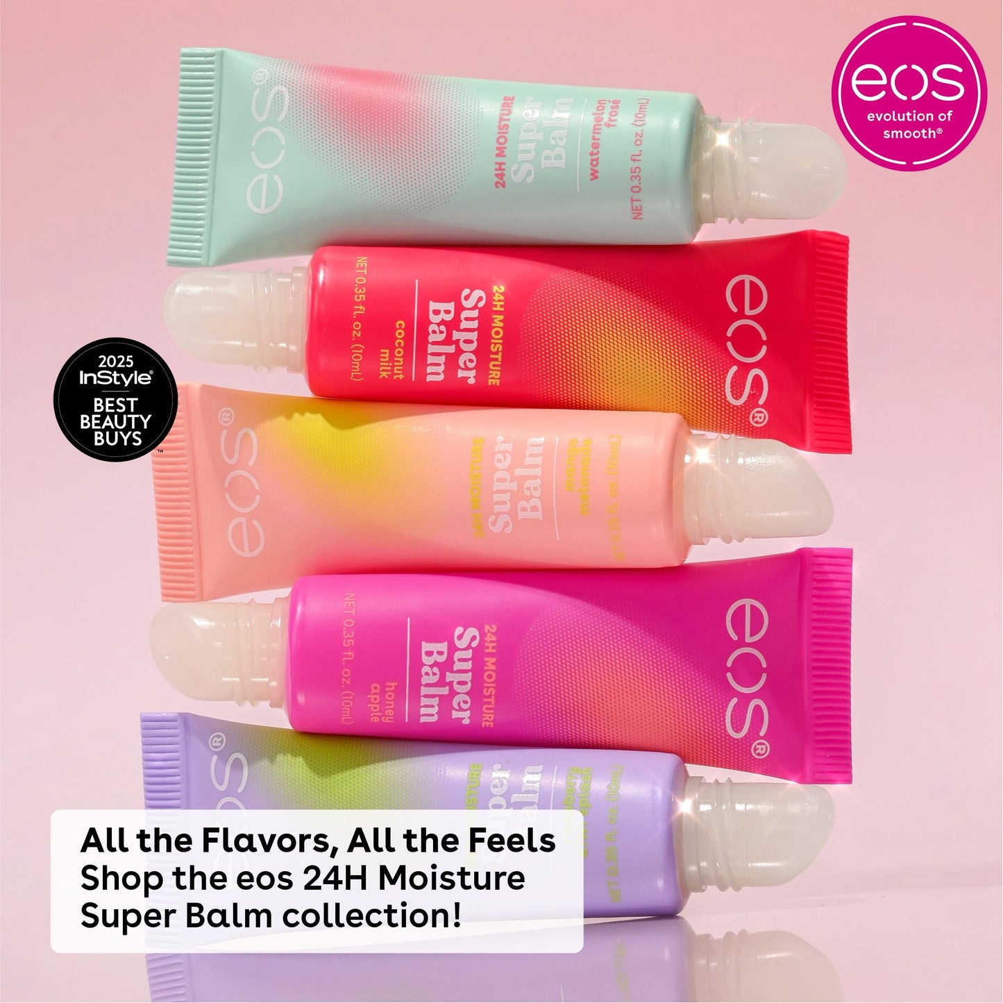 eos 24H Moisture Super Balm - Watermelon Frosé, Day or Night Lip Treatment, Made for Sensitive Skin, Lip Balms & Moisturizers, 0.35 fl oz