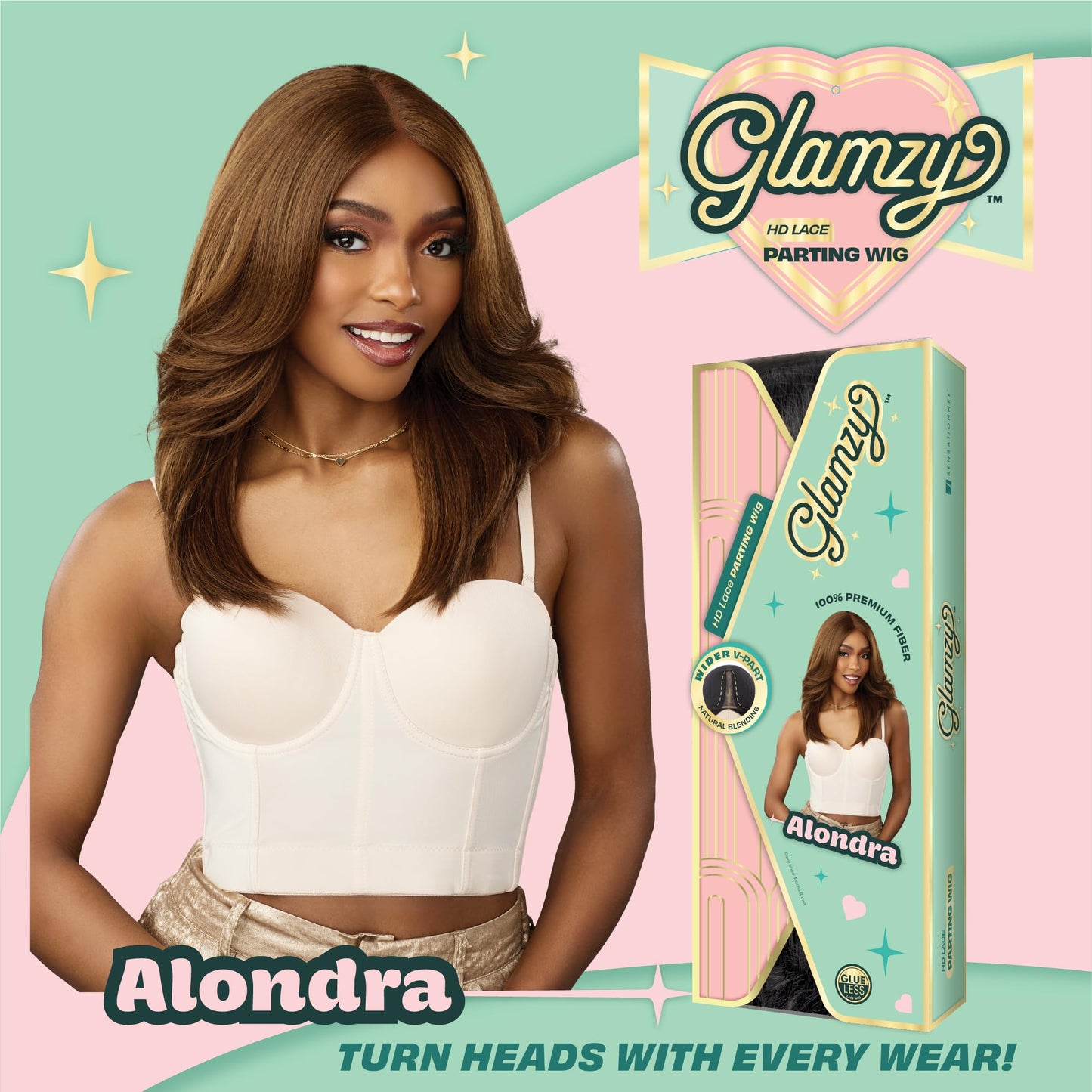 Sensationnel Glamzy Lace Part Wig-Alondra, 1B OFFBLACK