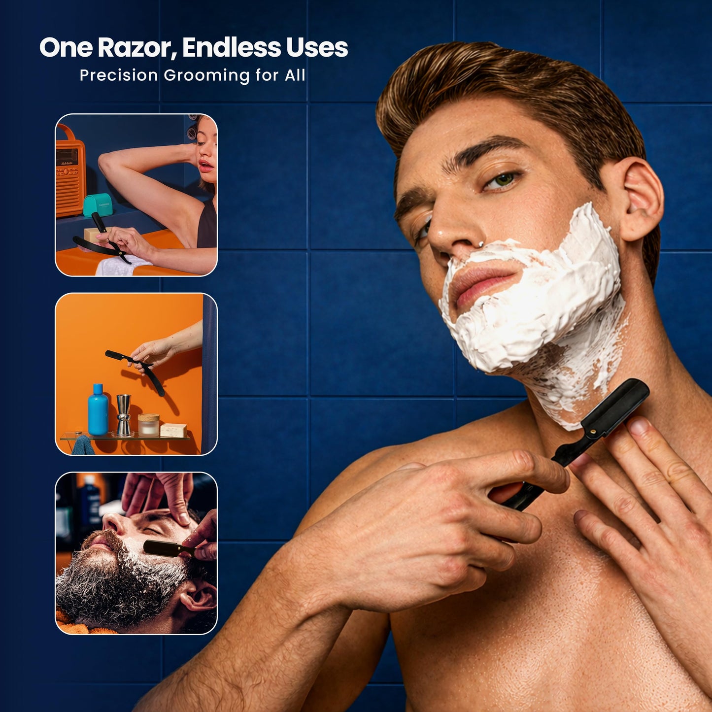 Utopia Care Professional Straight Razor for Men, Barber Straight Edge Razor Safety with 100 Pack Blades, Black