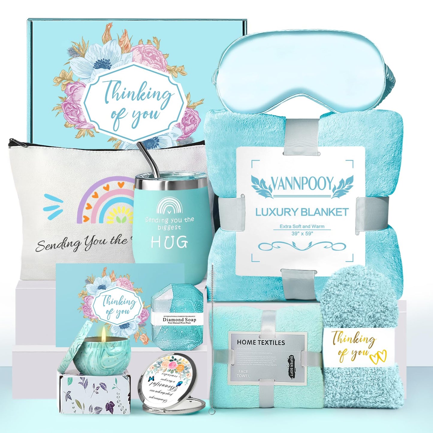 Self Care Gifts for Women, Get Well Soon Gifts Basket Care Package, Birthday Gifts Box for Women, Relaxing Bath Spa Gifts Set, Thinking of You Surgery Recovery Gift for Her Mom Girl Friend Sister Wife
