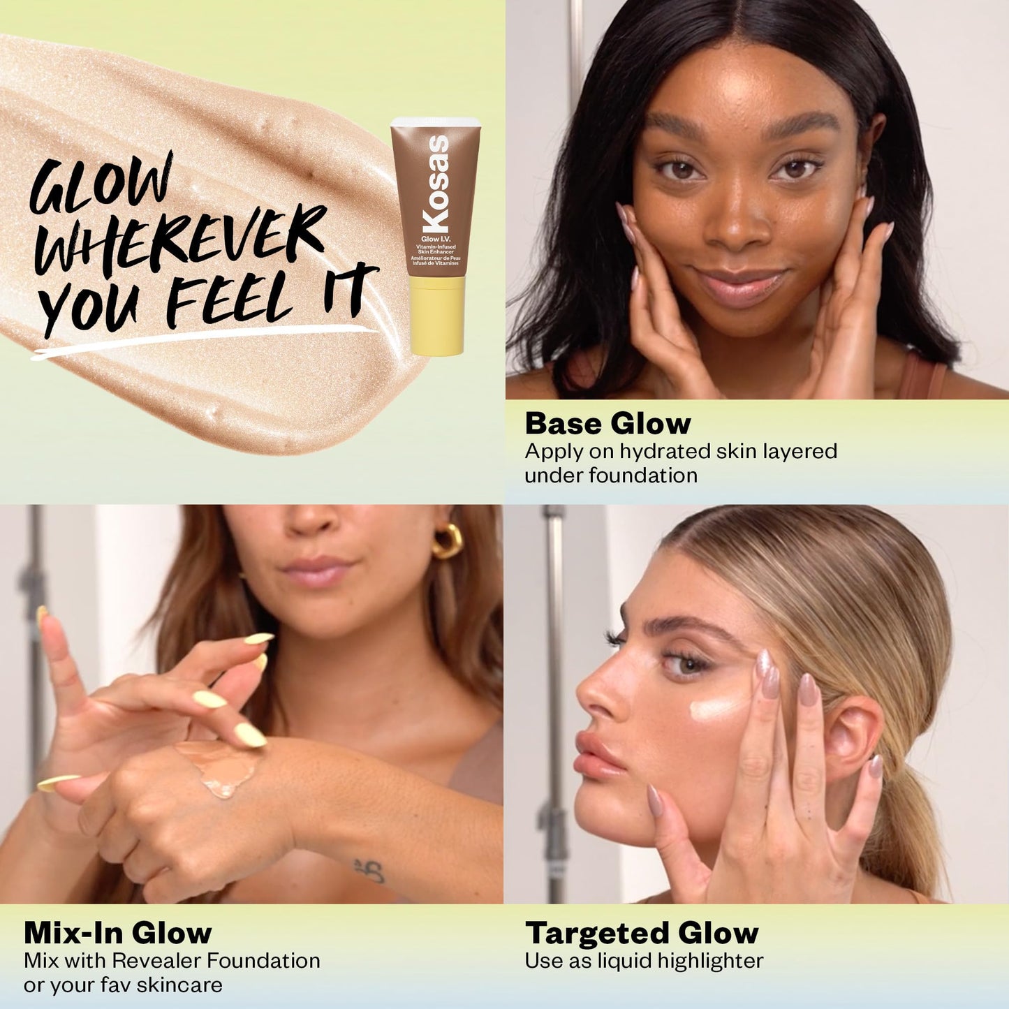 Kosas Glow I.V. Skin Illuminating Enhancer – Vitamin-Infused Liquid Highlighter, Hydrating Glow Primer, Lightweight Face Illuminator, Illuminate