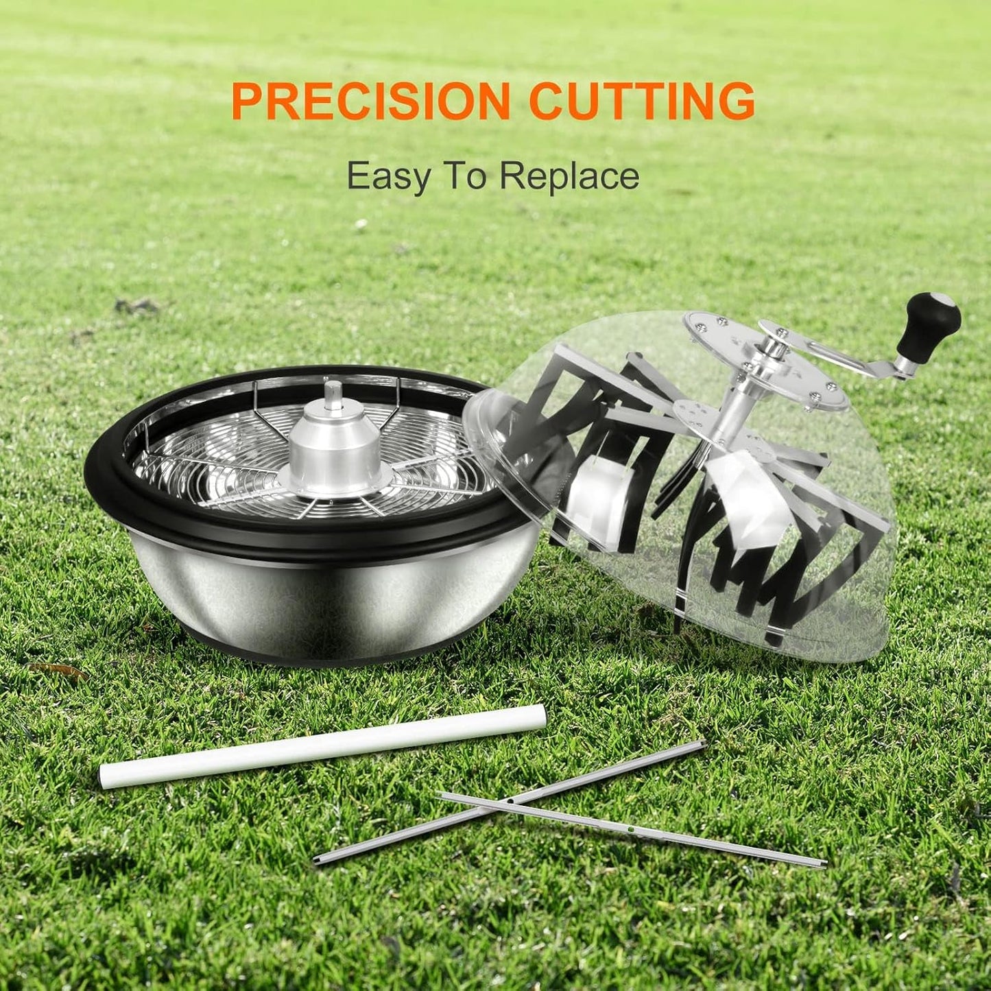 Simple Deluxe 16-Inch Bowl Leaf Trimmer Blades - 4-Pack Stainless Steel Replacement | 2 Serrated & 2 Straight Blades