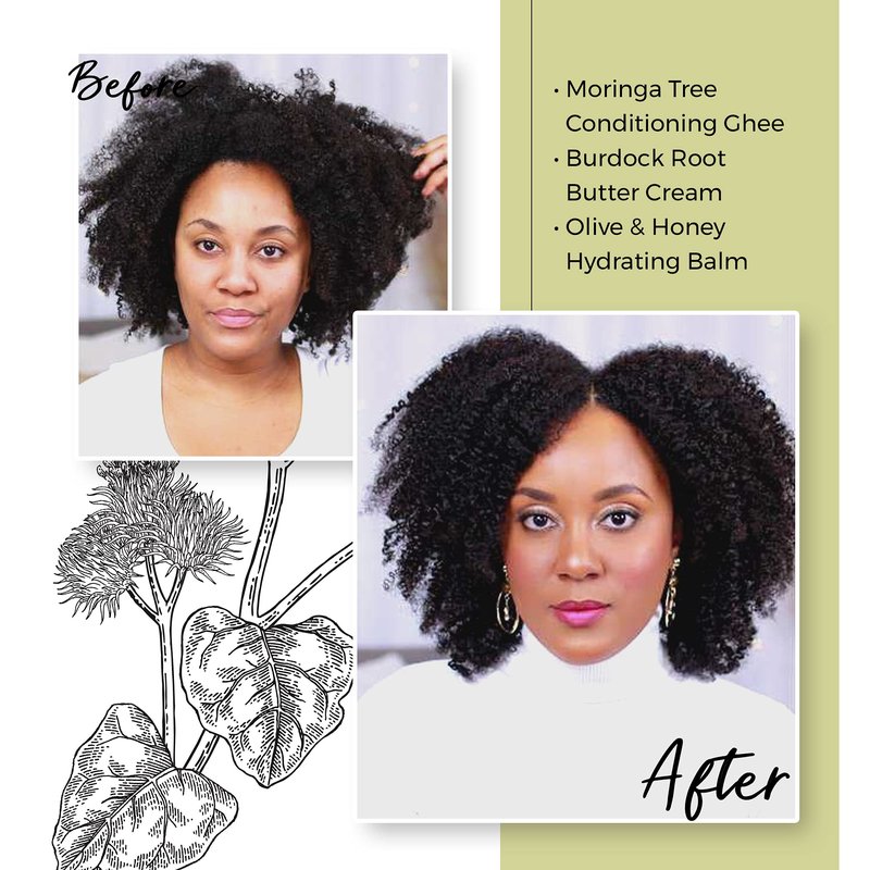 Qhemet Biologics Burdock Root Butter Cream - Leave-In Moisturizer for Low Porosity Hair - Helps Soften and Smooth Dry, Brittle Edges - Conditioning Botanicals to Nourish Scalp (8.5 oz)