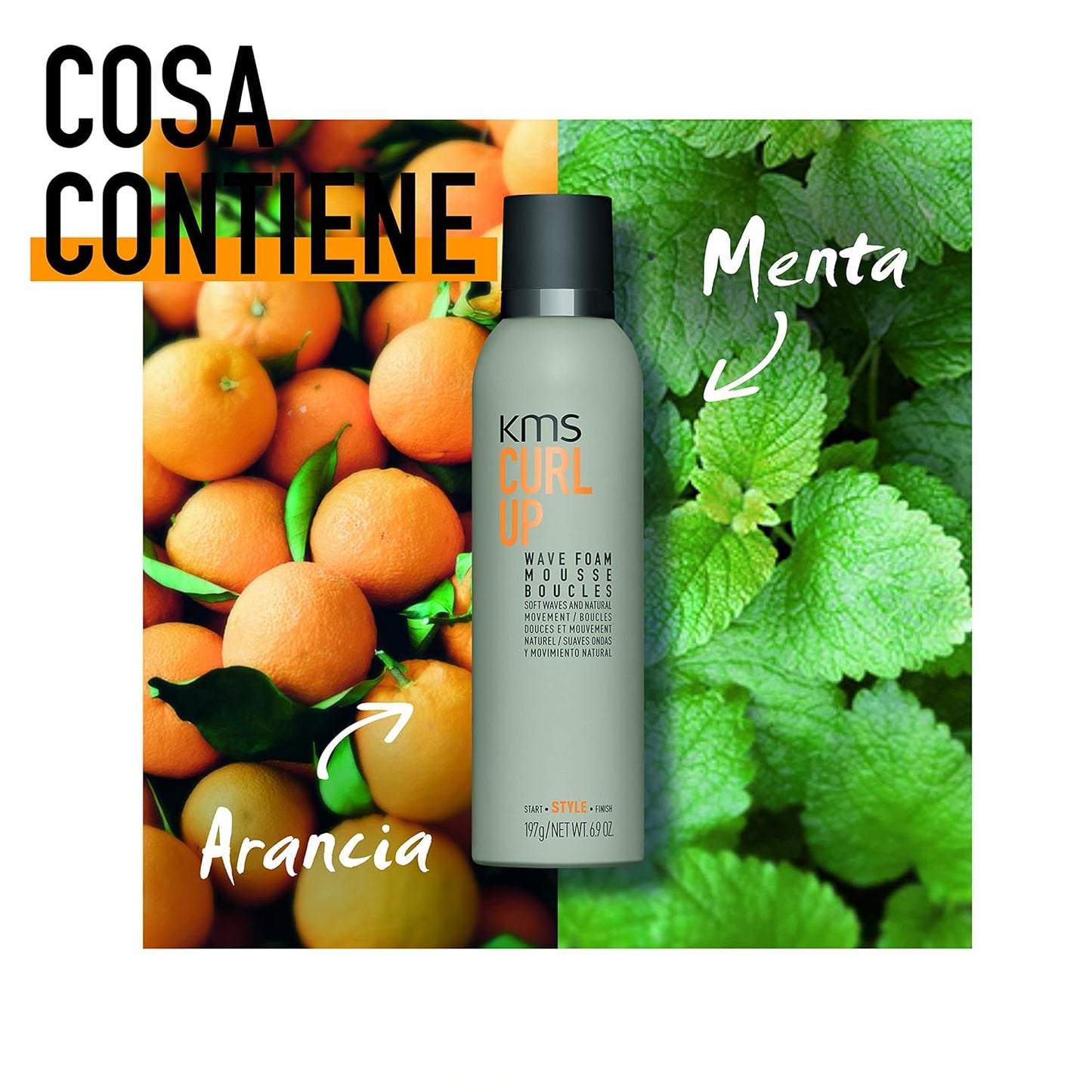 KMS CURLUP Curl Defining Wave Foam Mousse - 6.9 Oz | Lightweight, Frizz Control