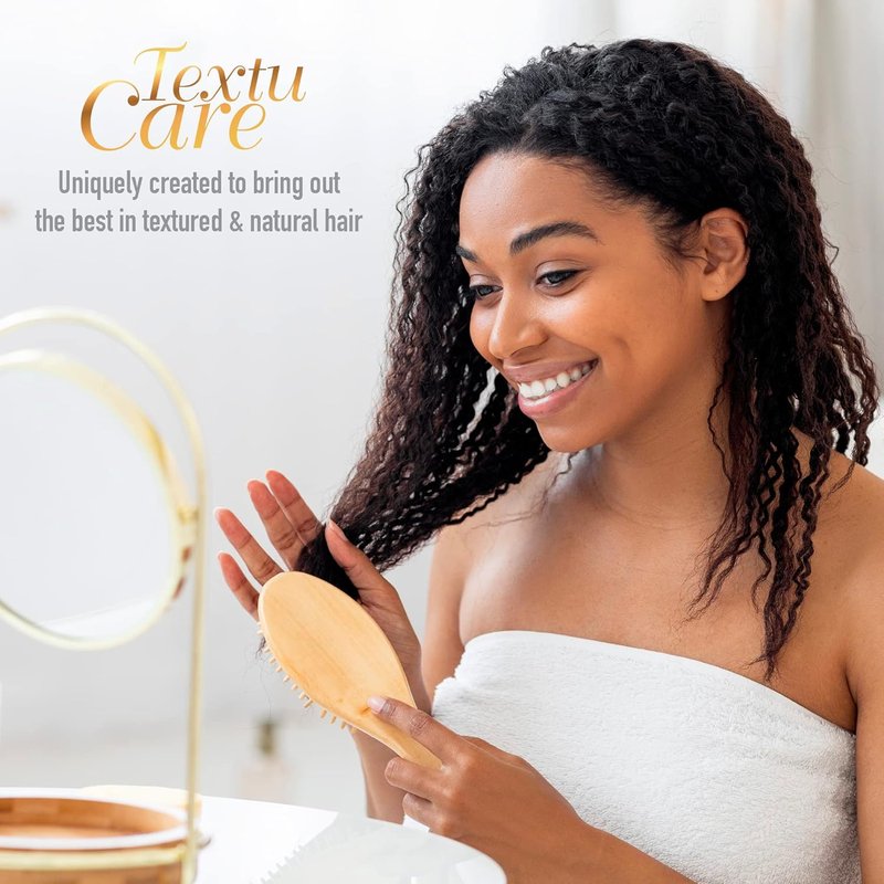 Medium Styling Brush for Textured & Natural Hair - Flexible Bristles for Easy Detangling & Curl Definition | Smooth Grip Handle