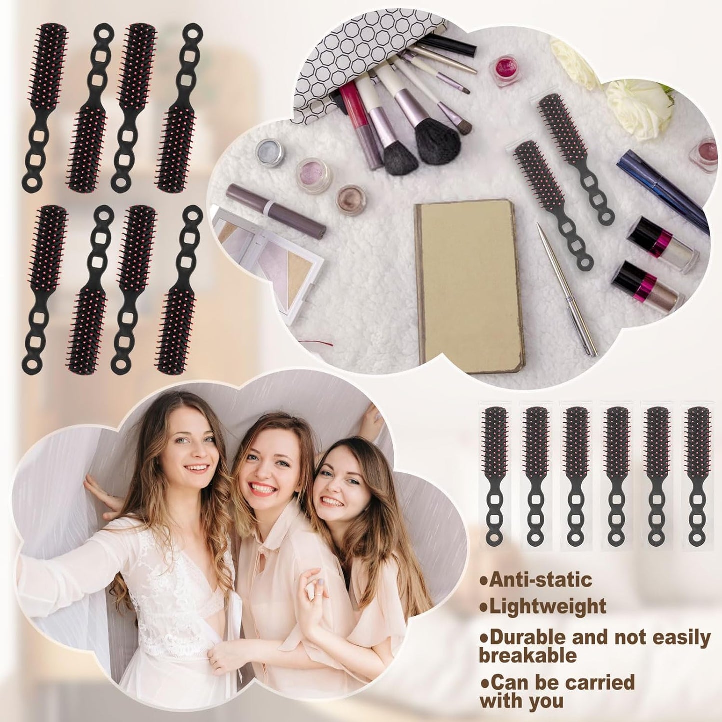 Hair Brushes Bulk - Individually Wrapped for Curly Hair | Ideal for Shelters & Hotels (100 PCS)