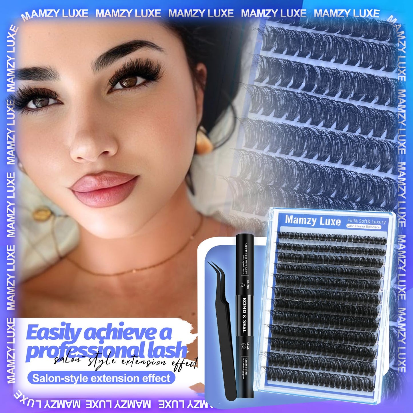 Lash Clusters Kit Wispy 10-18MM Eyelash Clusters Kit Full Volume D-curly False Eyelashes 80D Individual Lashes Clusters 3D Luxury Cluster Eyelash Extension Kit by MAMZY LUXE