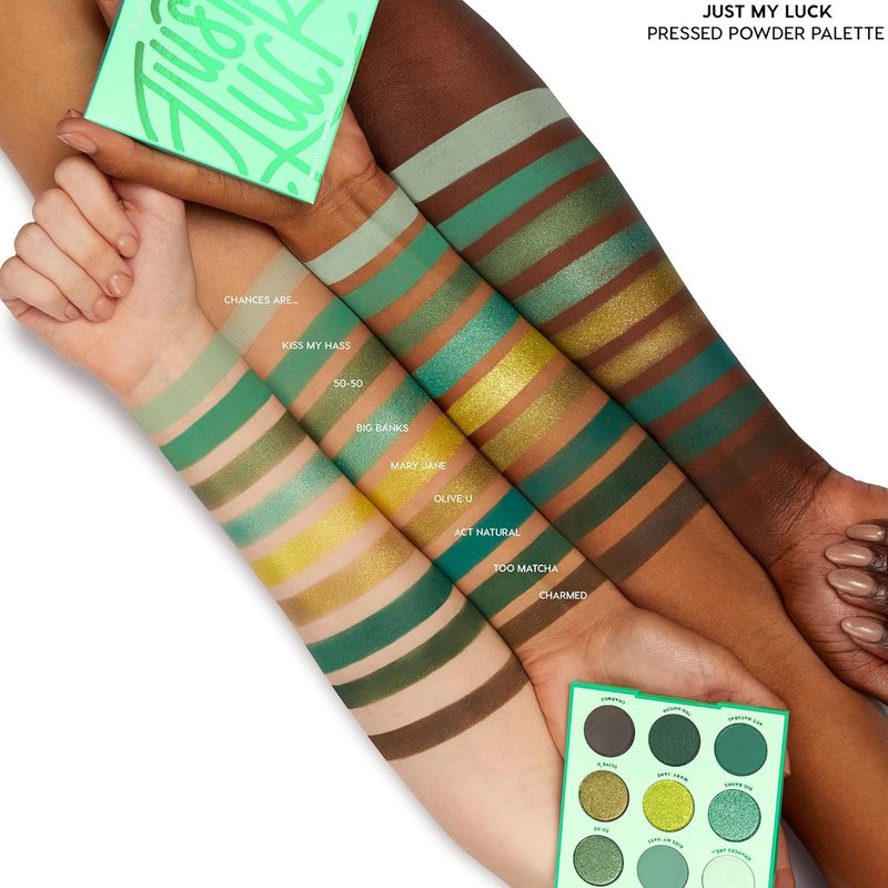 ColourPop Just My Luck Green Eyeshadow Palette - High-Pigment Matte & Metallic Shades | 0.3 oz