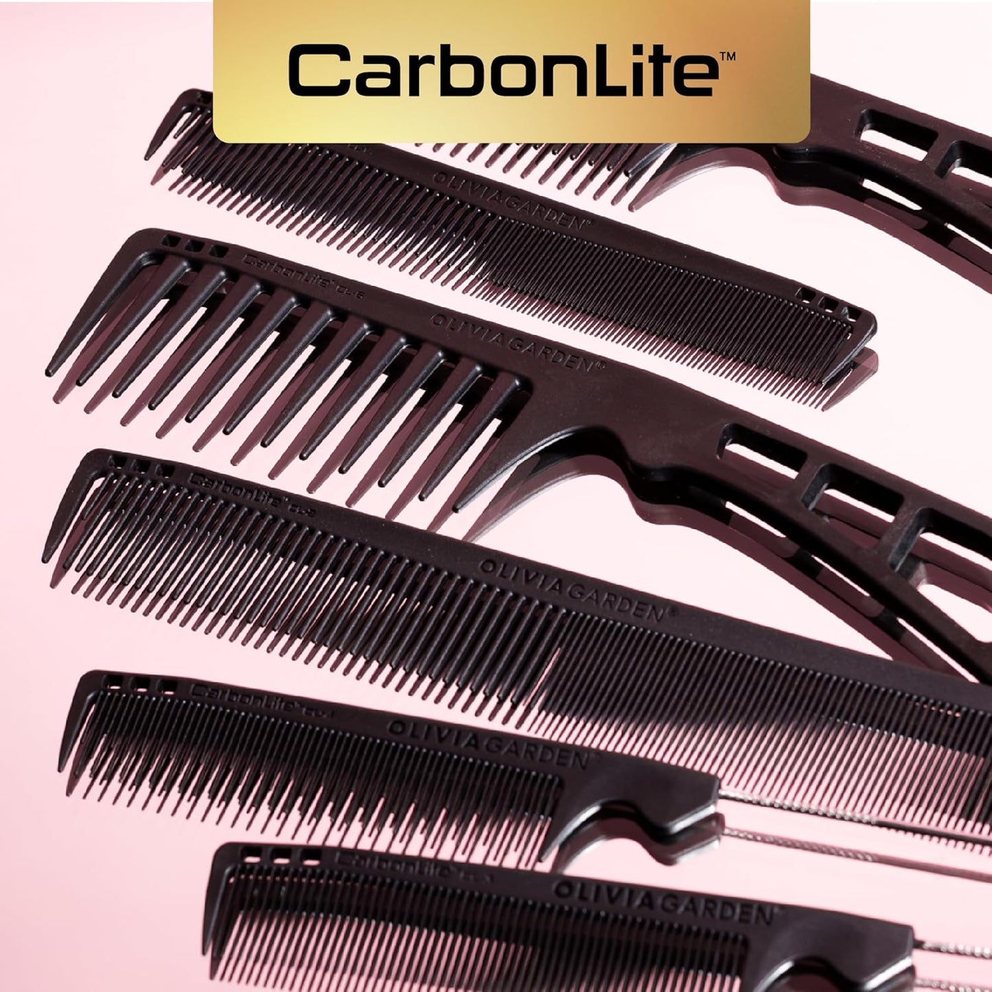 Olivia Garden CarbonLite Carbon Combs - Heat Resistant Hair Combs for Men & Women | Professional Barber Accessories
