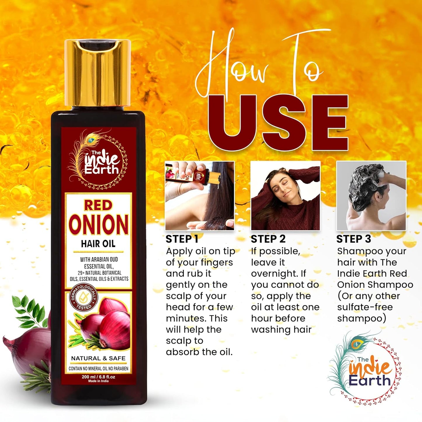 Red Onion Hair Growth Oil - Anti Hair Fall Formula with 29 Natural Herbs & Oils | 200ml
