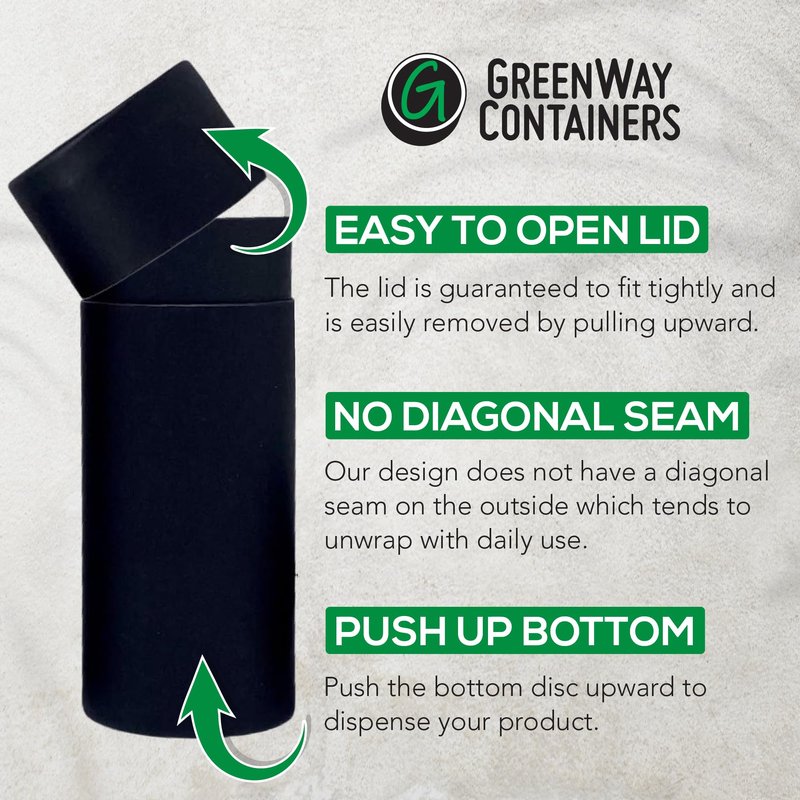 GreenWay 2.5oz / 70g Kraft Paperboard Deodorant Tubes with Lids - 25 Pack Solid Perfume Tubes Refillable DIY Cosmetic Containers - Brown