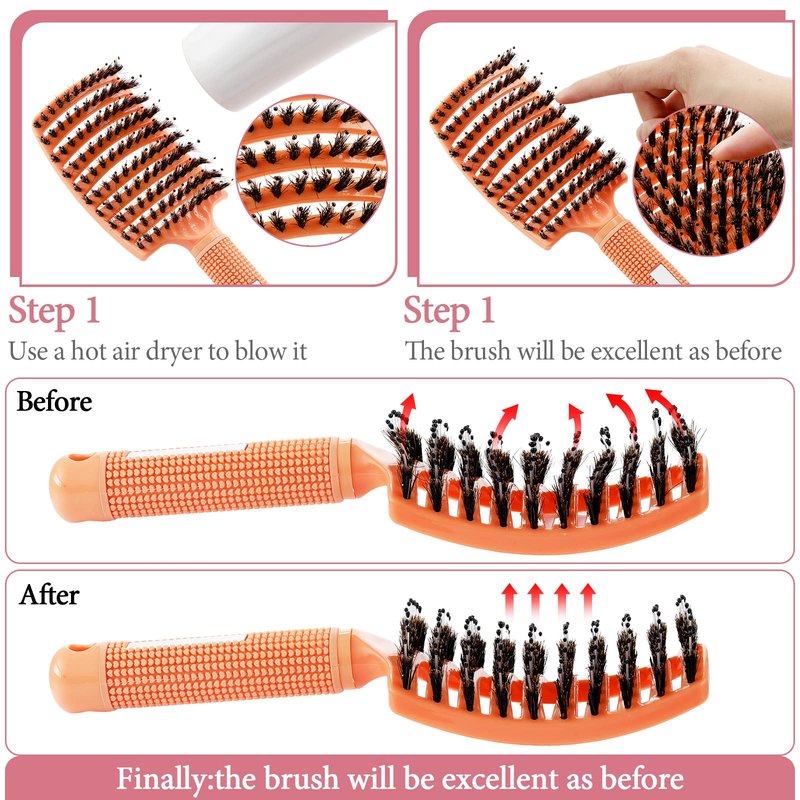 Zopeal 9 Pcs Detangling Brush Bulk Boar Bristle Hair Brushes Curved and Vented Detangler Hairbrush for Women Men Shiny Detangling Dry, Wet, Curly, Thick or Straight Long Blowing Hair Accessories