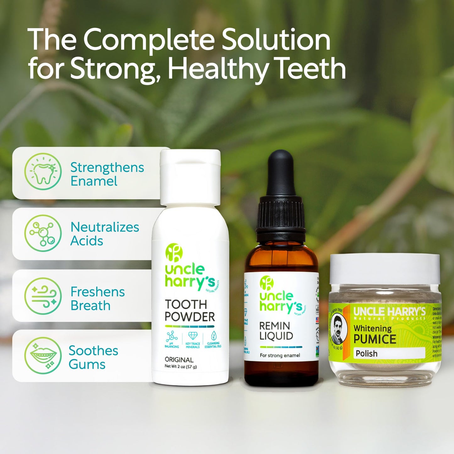 Uncle Harry's Natural Remineralization Kit with Tooth Whitening - 3 Products Strengthen Weak Enamel, Brighten Smile, & Correct Oral Care Issues (1 kit)