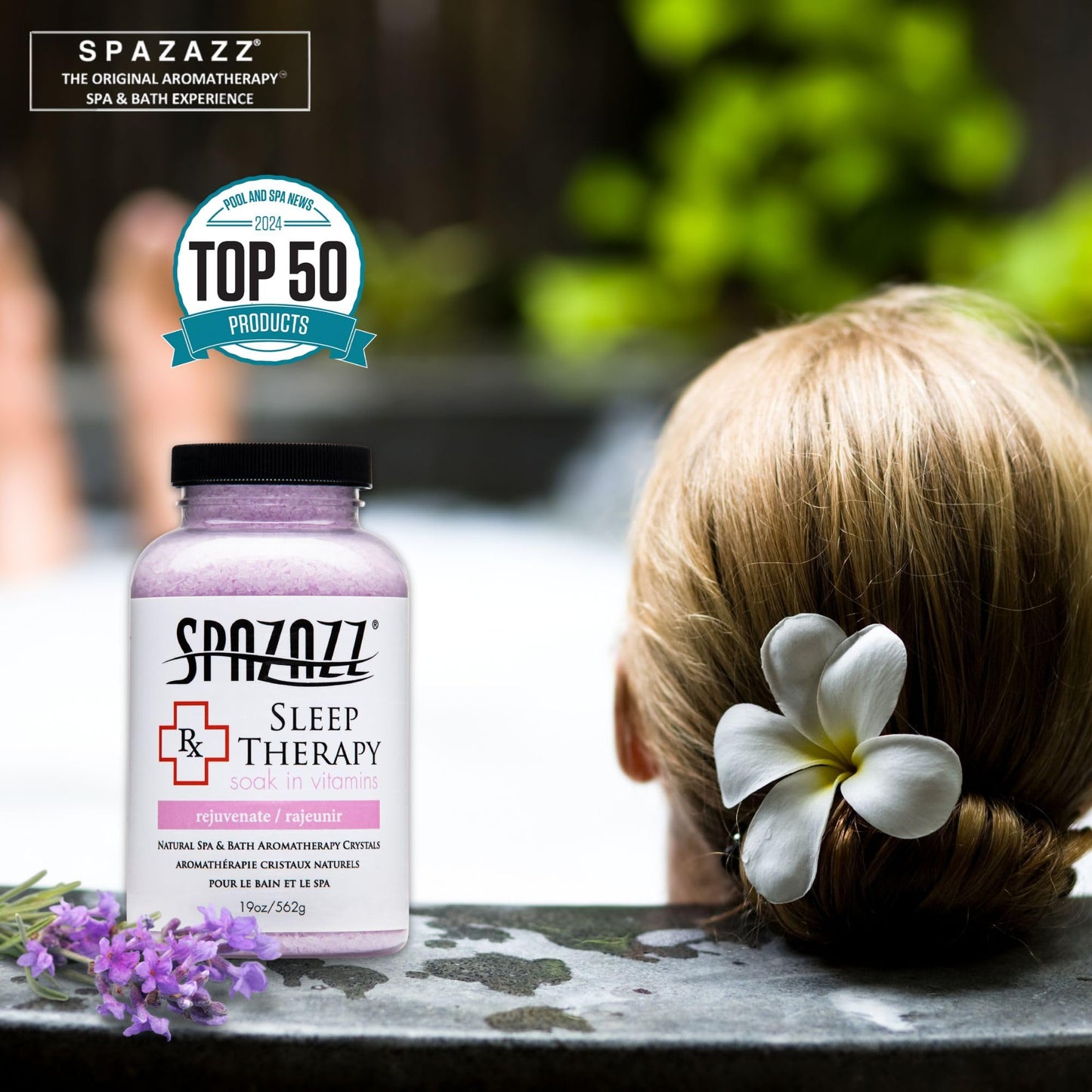 Spazazz RX Sleep Therapy Aromatherapy Bath Salt Crystals 2-Pack (19 Oz Each) - Spazazz Aromatherapy Bath Salts for Hot Tubs & Baths, Safe for All Spas & Bath Types