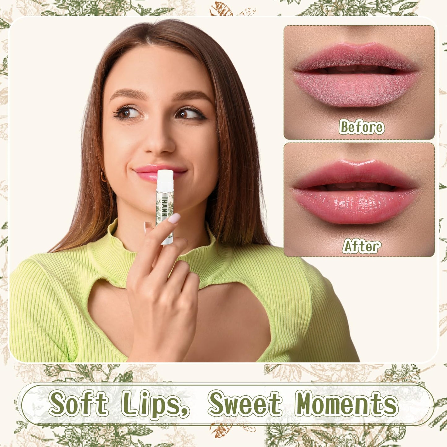 Swiffen 36 Pcs Green Chinoiserie Wedding Favor Gift for Guests Lip Balm Lemon Tea Tree Scent Baby Shower Favors for Gender Reveal Games Prizes Bridal Shower Party Supplies