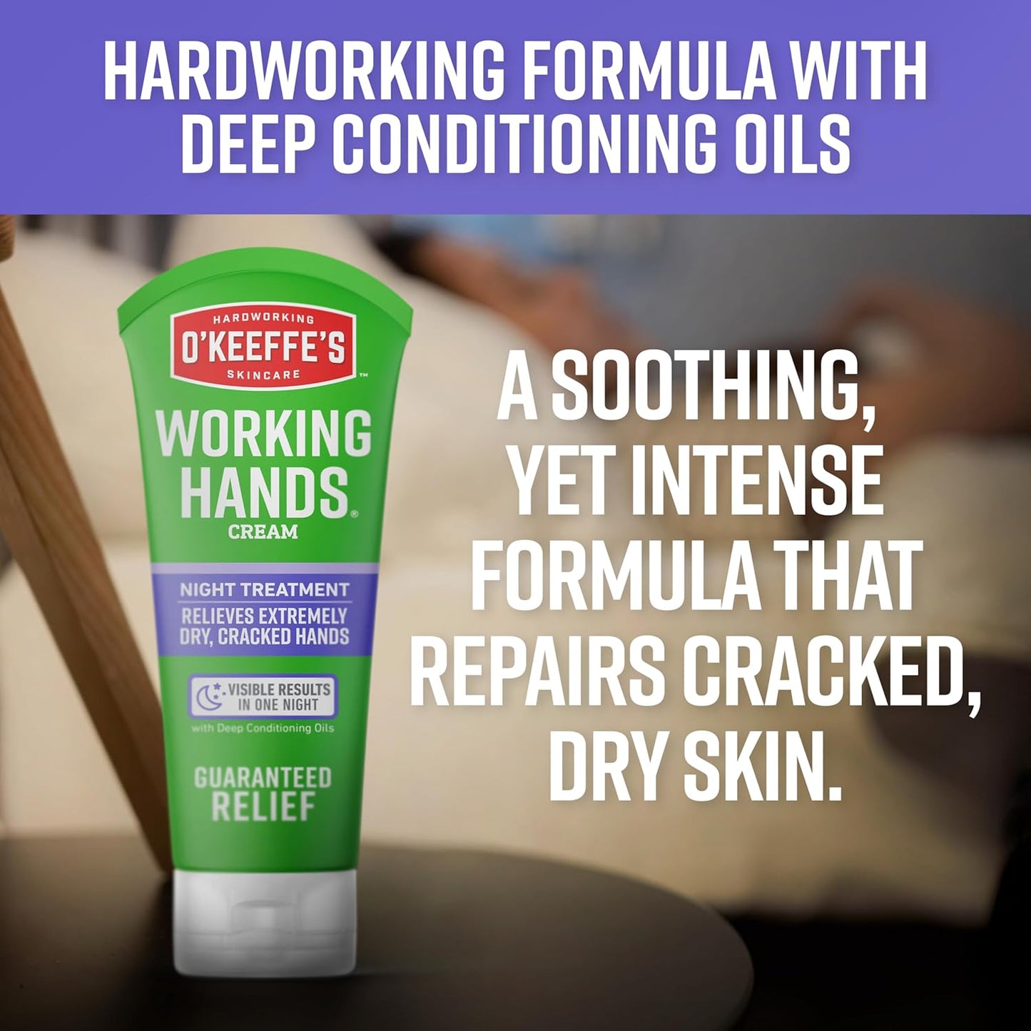 O'Keeffe's Working Hands Night Treatment Cream - Repair Dry, Cracked Skin | 7 oz Tube (2 Pack)