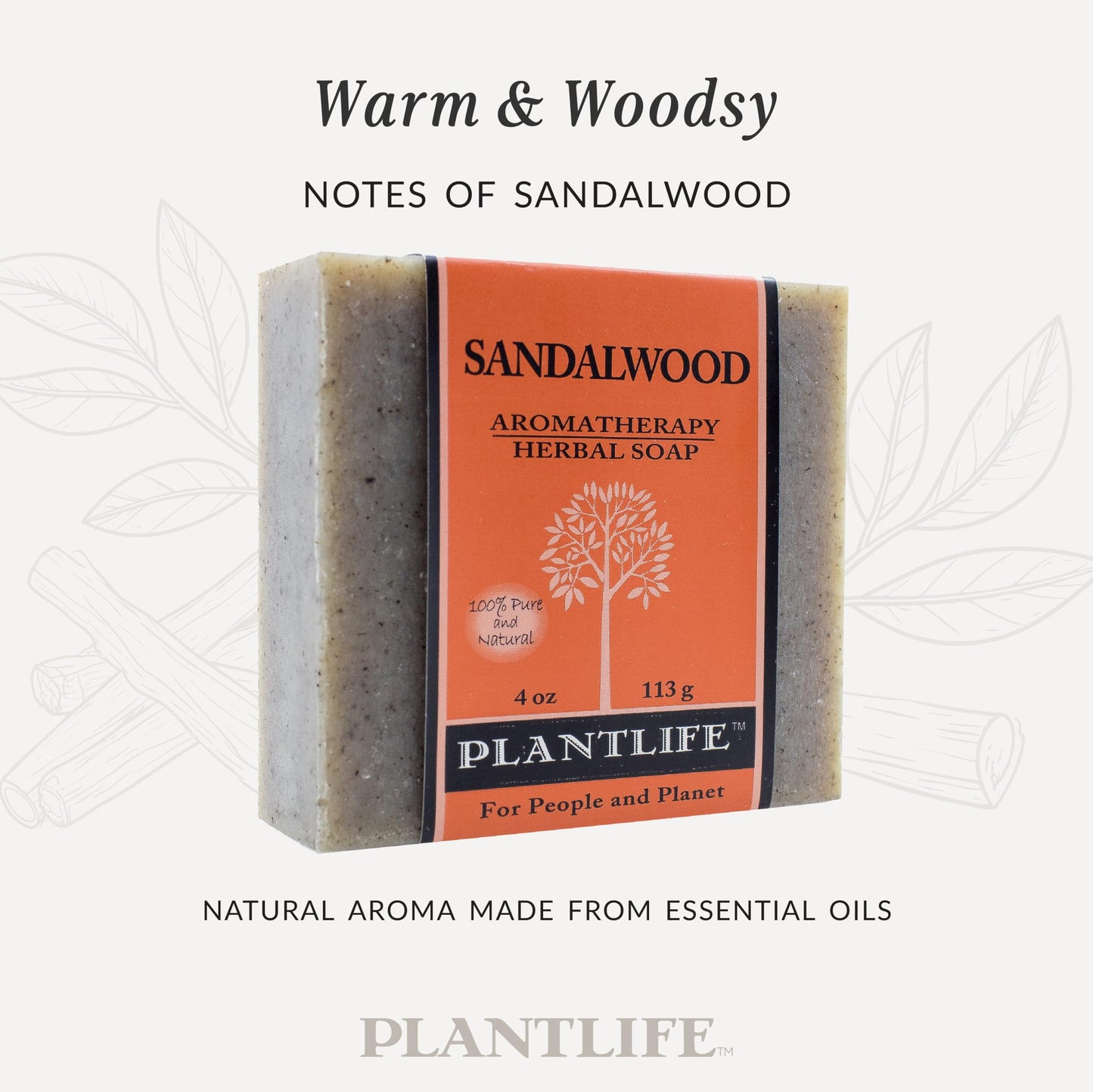 Plantlife Sandalwood 6-Pack Bar Soap - Moisturizing and Soothing Soap for Your Skin - Hand Crafted Using Plant-Based Ingredients - Made in California 4oz Bar