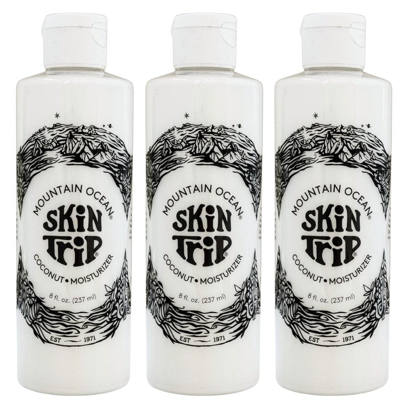 Mountain Ocean The Original Skin Trip Coconut Body Lotion, 8 Oz (Pack of 3), Lightweight, Fast Absorbing Moisturizer, with Coconut Oil, Aloe Vera, & Lanolin (New Look, Same Formula)