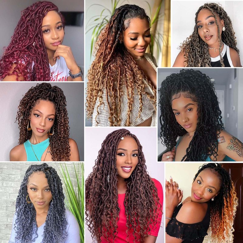 Col Bling Goddess Locs Crochet Hair 30 Inch, 8 Packs Faux Locs Crochet Hair Pre Looped for Women, Boho Crochet Locs with Curly Ends (30 Inch 1B)