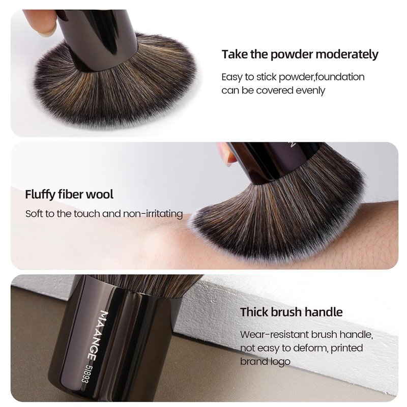 20 PCS Foundation Makeup Brush Set - Double-Ended Kabuki Contour Brushes for Liquid & Powder Blending | Black