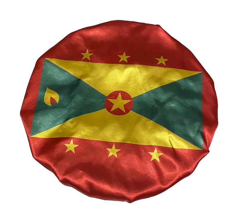 Grenada Flag Hair Bonnet - Comfortable and Stylish Sleep Cap for Natural Hair Protection