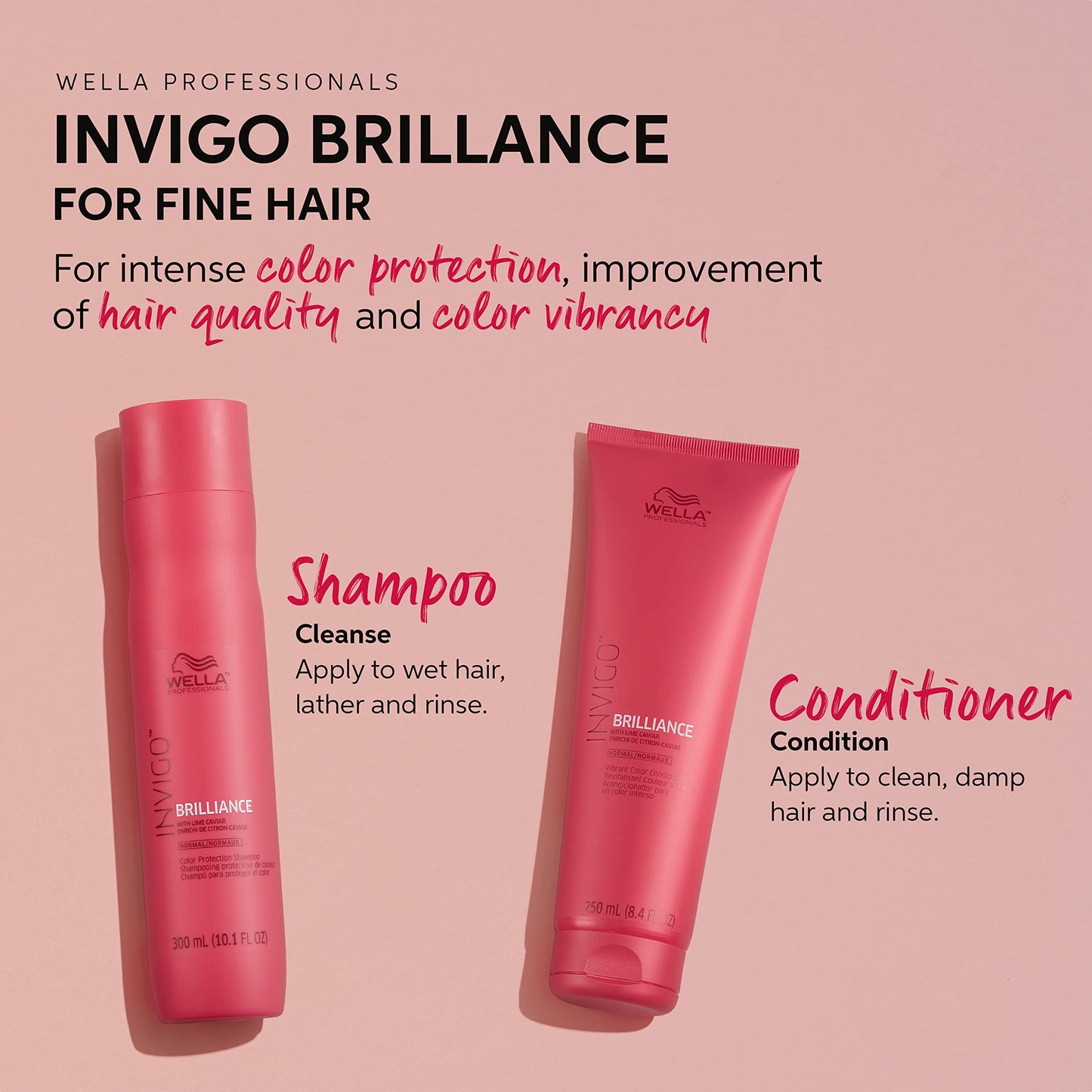 WELLA colorcharm Demi Permanent Hair Color, Clear Gloss + Wella Professionals Invigo Brilliance Color Protection Shampoo & Conditioner, For Fine Hair