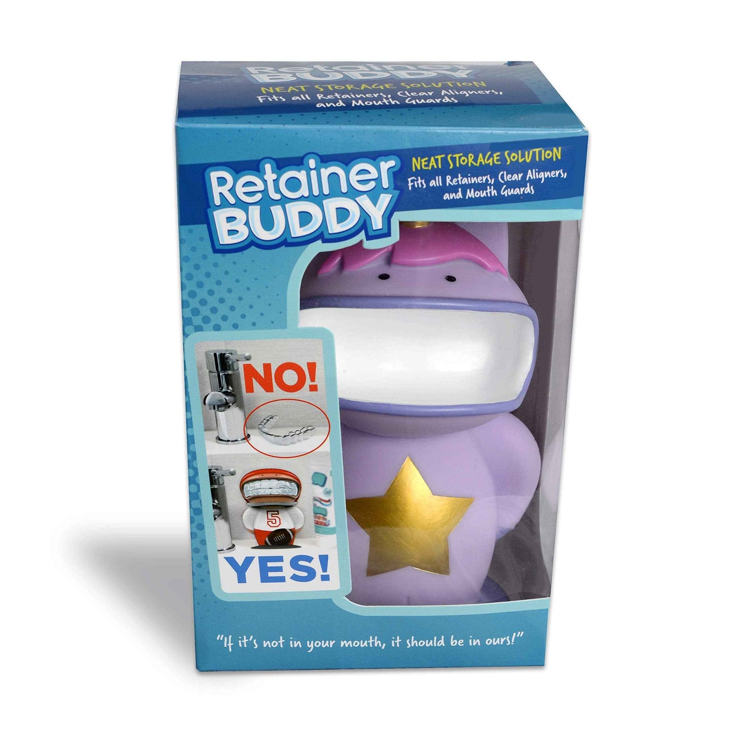 Retainer Buddy Unicorn - Sanitary Orthodontic Storage for Retainers Clear Aligners and Mouth Guards - A Clean Stylish Case Alternative
