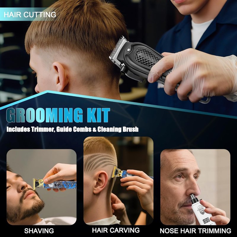 Professional Hair Clippers for Men - Rechargeable Cordless Beard Trimmer & Nose Hair Trimmer | Perfect Gift for Dad, Husband, Son