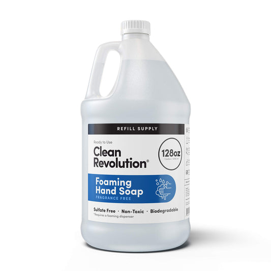 Clean Revolution Fragrance Free Foaming Hand Soap Refill, Moisturizing Sulfate-Free Hand Soap, Ready-to-Use Foam Soap Refill for Kitchen & Bathroom, Unscented 128 Fl Oz