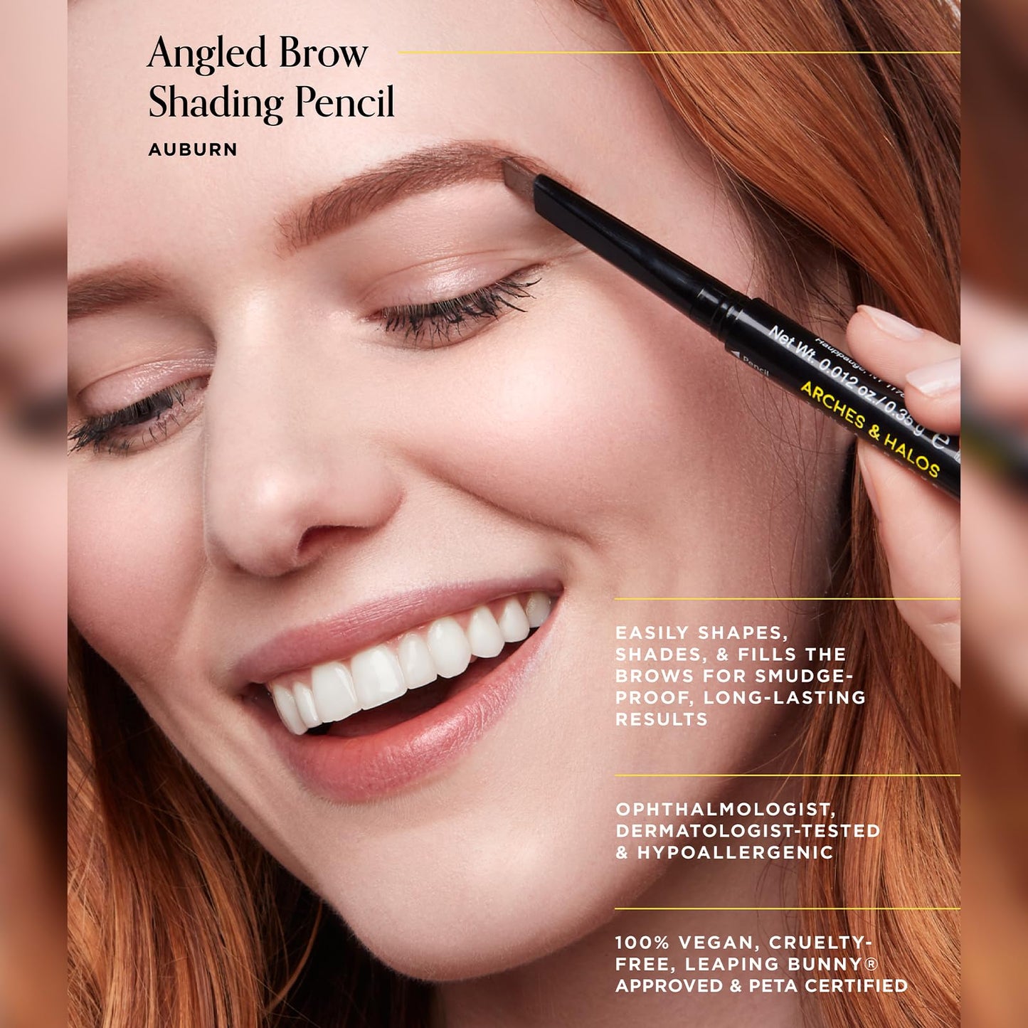 Arches & Halos Angled Brow Shading Pencil - Double Sided Eyebrow Filler and Spoolie - Angled Brush Design for Precise Shaping and Styling - Buildable, Easy Blend Pigment - Espresso - 0.012 oz