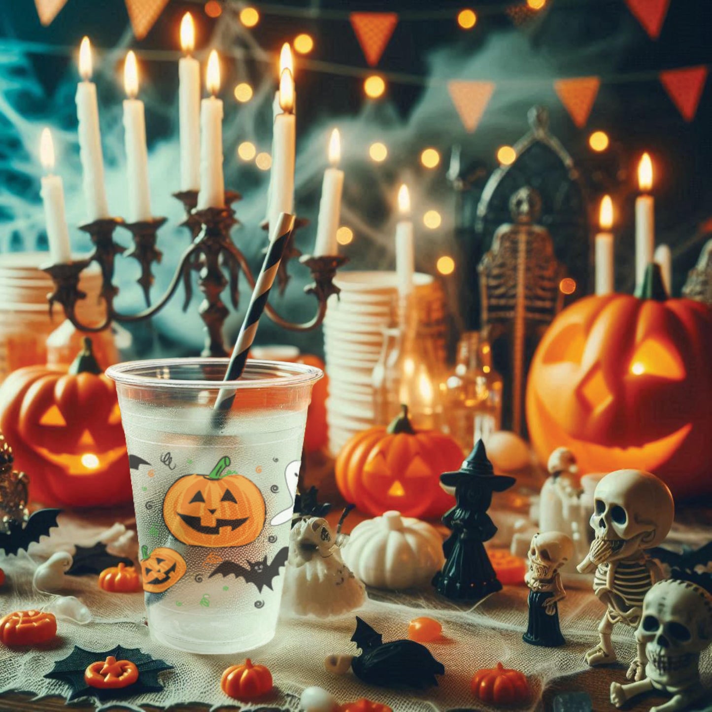 Party Essentials Soft Plastic Cup, 12-Ounce Capacity, Halloween Printing (Pack of 20)