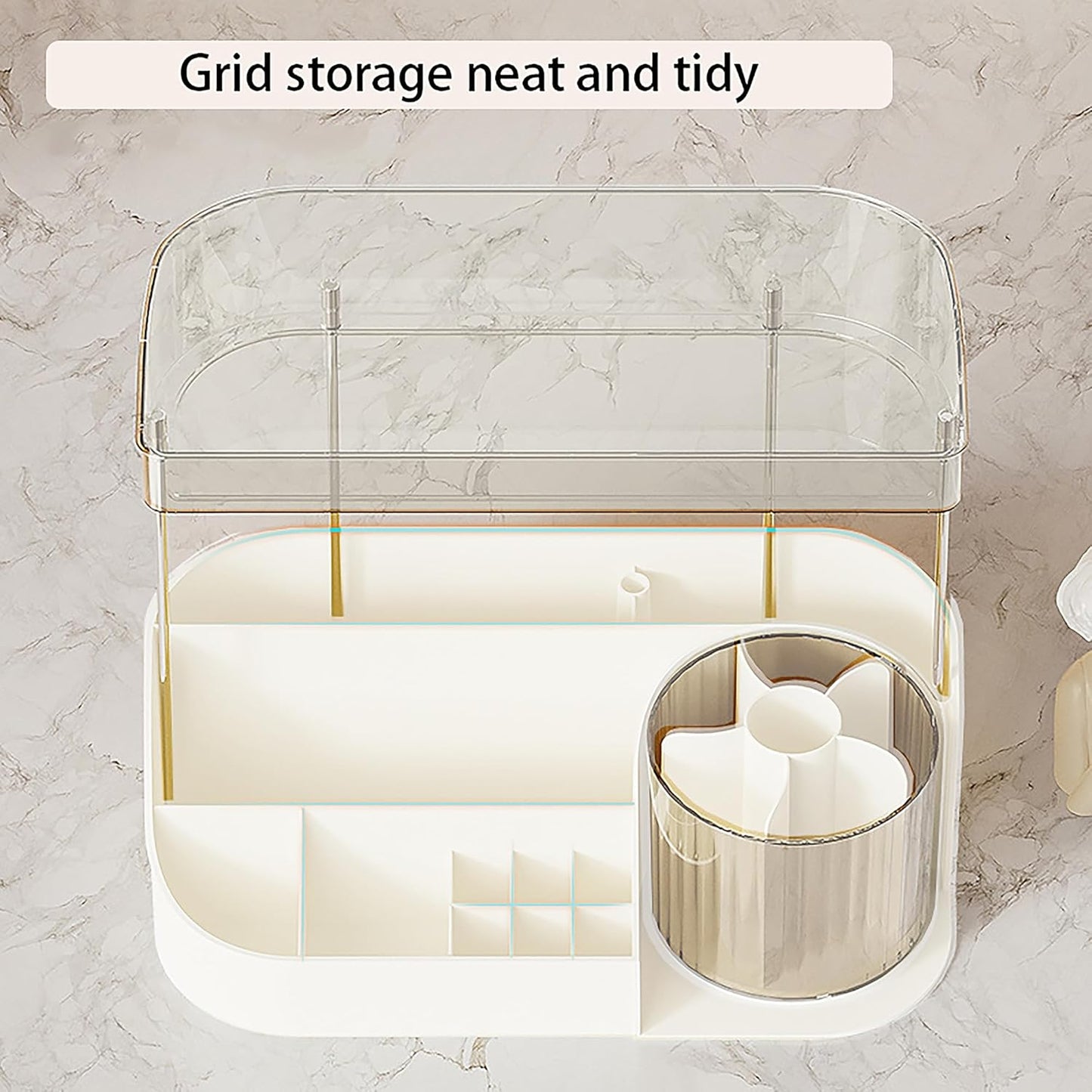 Rotating Makeup Organizer - Double Layer Spinning Cosmetic Storage for Vanity | Multi-Purpose Brush Holder