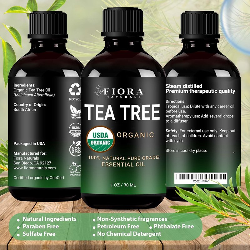 Pure Organic Tea Tree Essential Oil - Therapeutic Grade for Skin, Hair & Acne | 1 fl oz