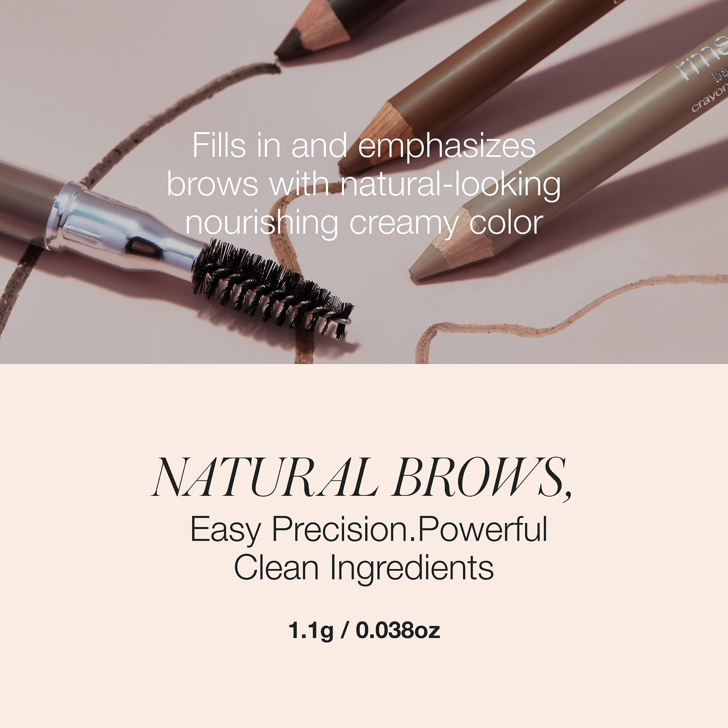 rms beauty Back2Brow Pencil Waterproof Smudge-Resistant Buildable Brow Color with Fine Tip for Natural Hair-Like Strokes Nourishing 0.3g