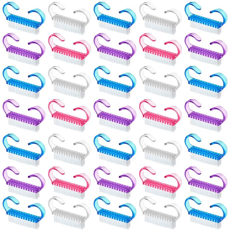 200 Pcs Handle Grip Nail Brush Fingernail Scrub Cleaning Cleaner Nail Brushes Scrubber Bulk for Men Women Hands Feet Toes and Nails Pedicure, 4 Colors