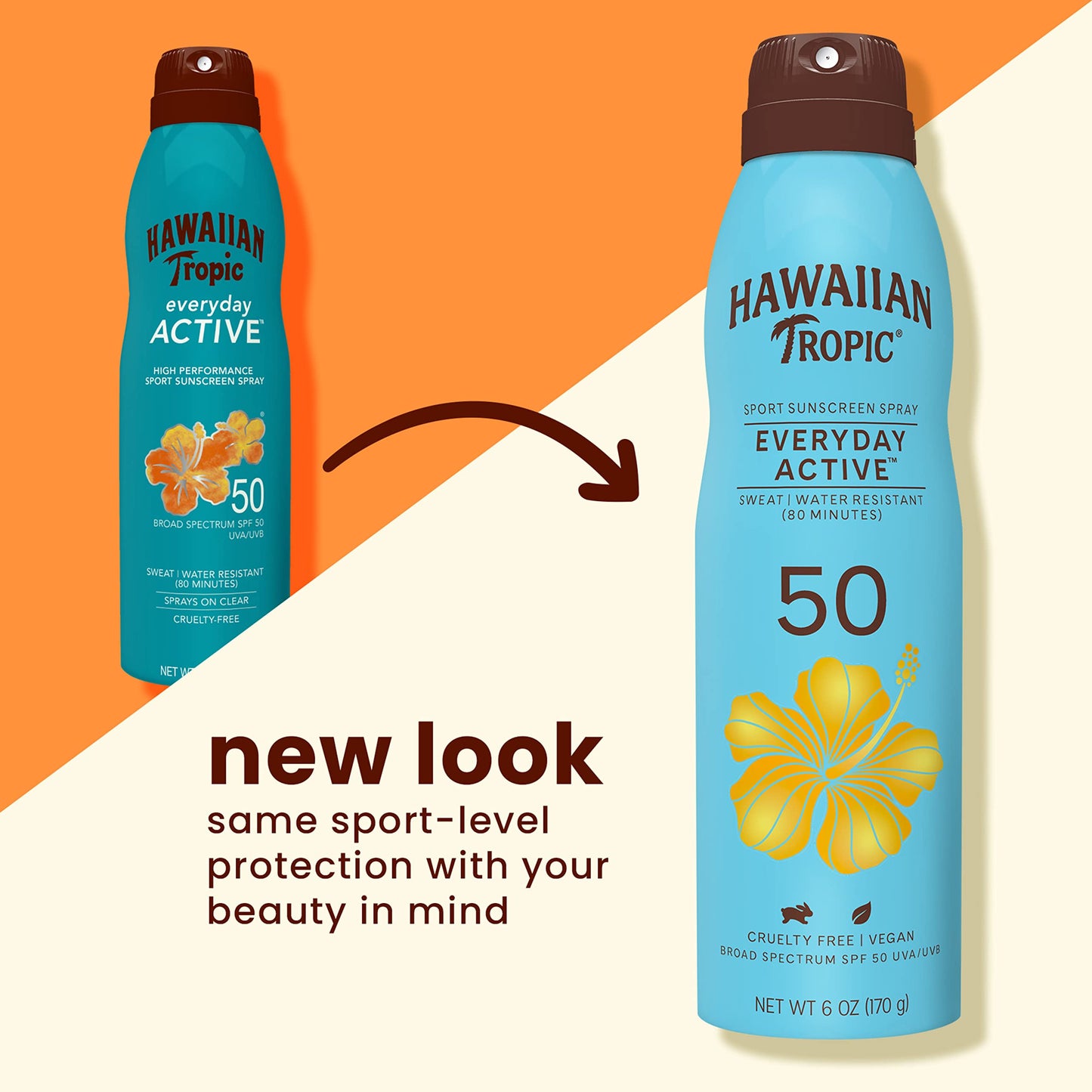 Hawaiian Tropic Everyday Active Spray & Lotion Sunscreen SPF 50 Twin Pack, 6oz Spray & 8oz Lotion