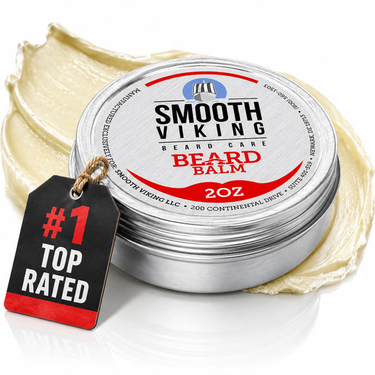 Smooth Viking Beard Styling Balm for Men - Strong Hold Formula with Essential Oils & Beeswax for Healthy Beard & Mustache Growth, 2oz