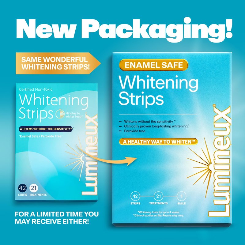 Lumineux Whitening Duo Set – Peroxide Free - Enamel Safe for Whiter Teeth – Includes 21 Whitening Treatments & 2 Pack Whitening Toothpaste Certified Non-Toxic, Fluoride Free & Dentist Formulated