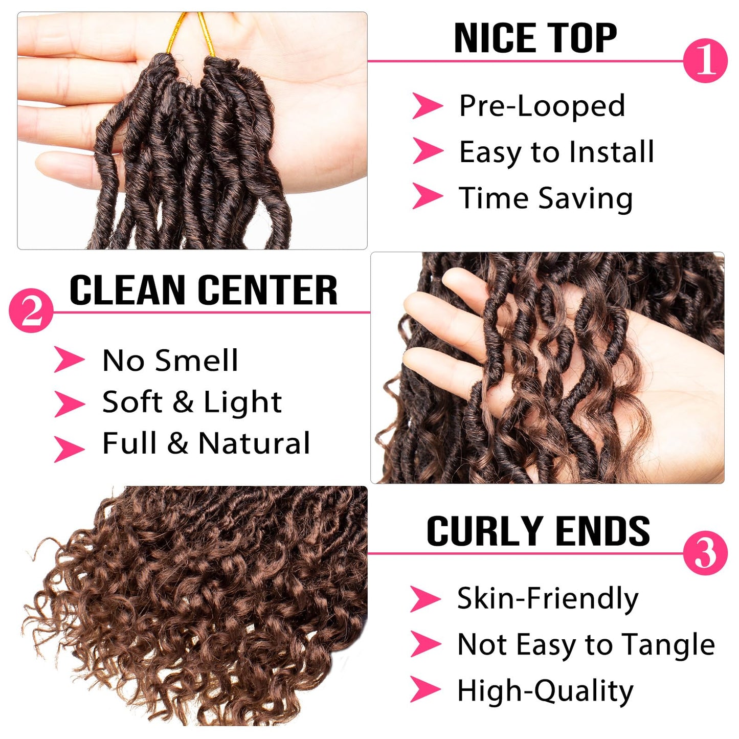 RuiYok 30 Inch Goddess Locs Crochet Hair 8 Packs Ombre Crochet Goddess locs Boho Hippie Locs Hair Faux Locs Crochet Hair with Curly Ends Pre-looped River Locs Crochet Hair for Black Women(T30#)