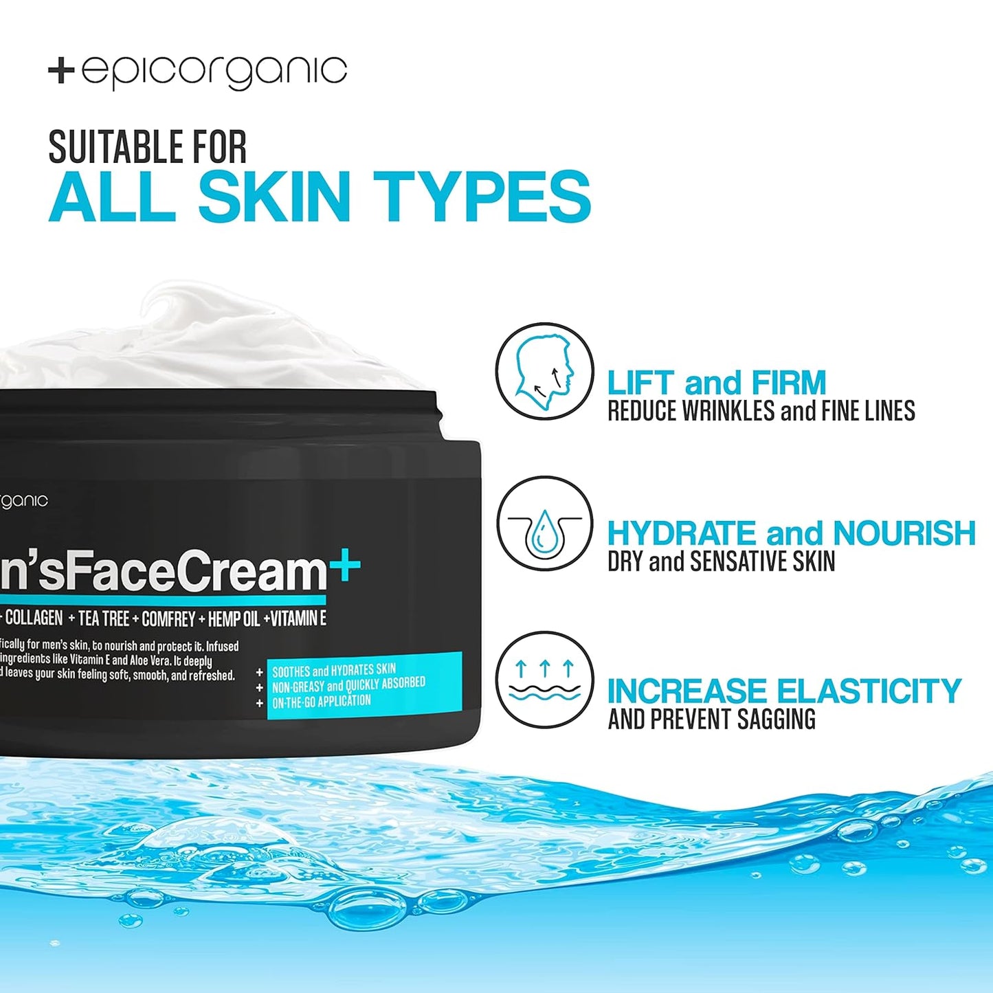 Men's Face Cream - Anti-Aging Hydrating Moisturizer with Hyaluronic Acid, Collagen & Vitamin E | 8oz