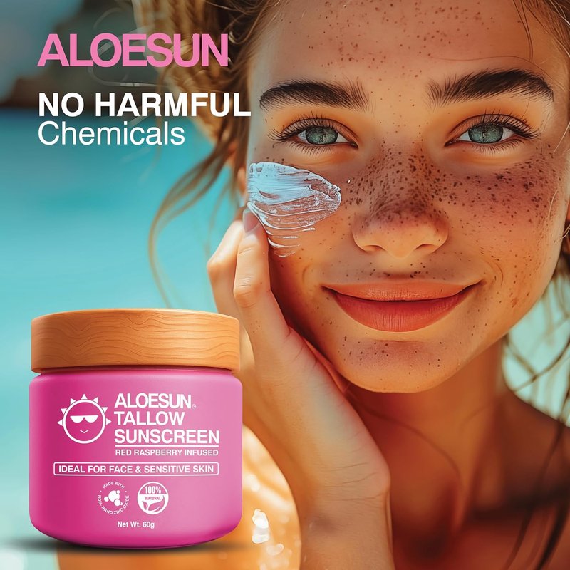 Organic Beef Tallow Sunscreen SPF 30 | Natural Sunblock Lotion with Non-Nano Zinc Oxide - Reef Safe Travel Size - 2.12 Oz