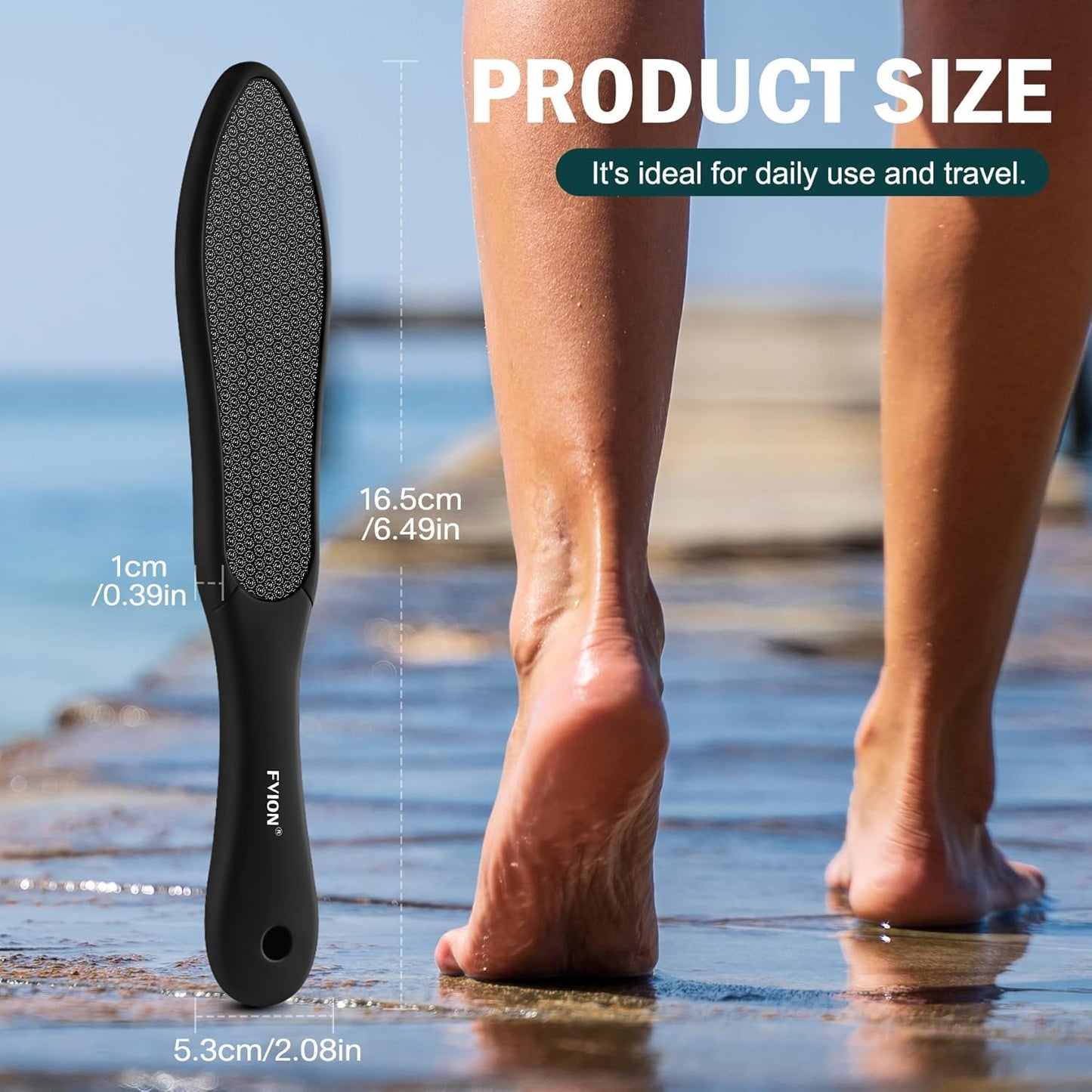 Double-Sided Nano Glass Foot File - Effective Callus Remover for Cracked Heels & Dry Skin | Black