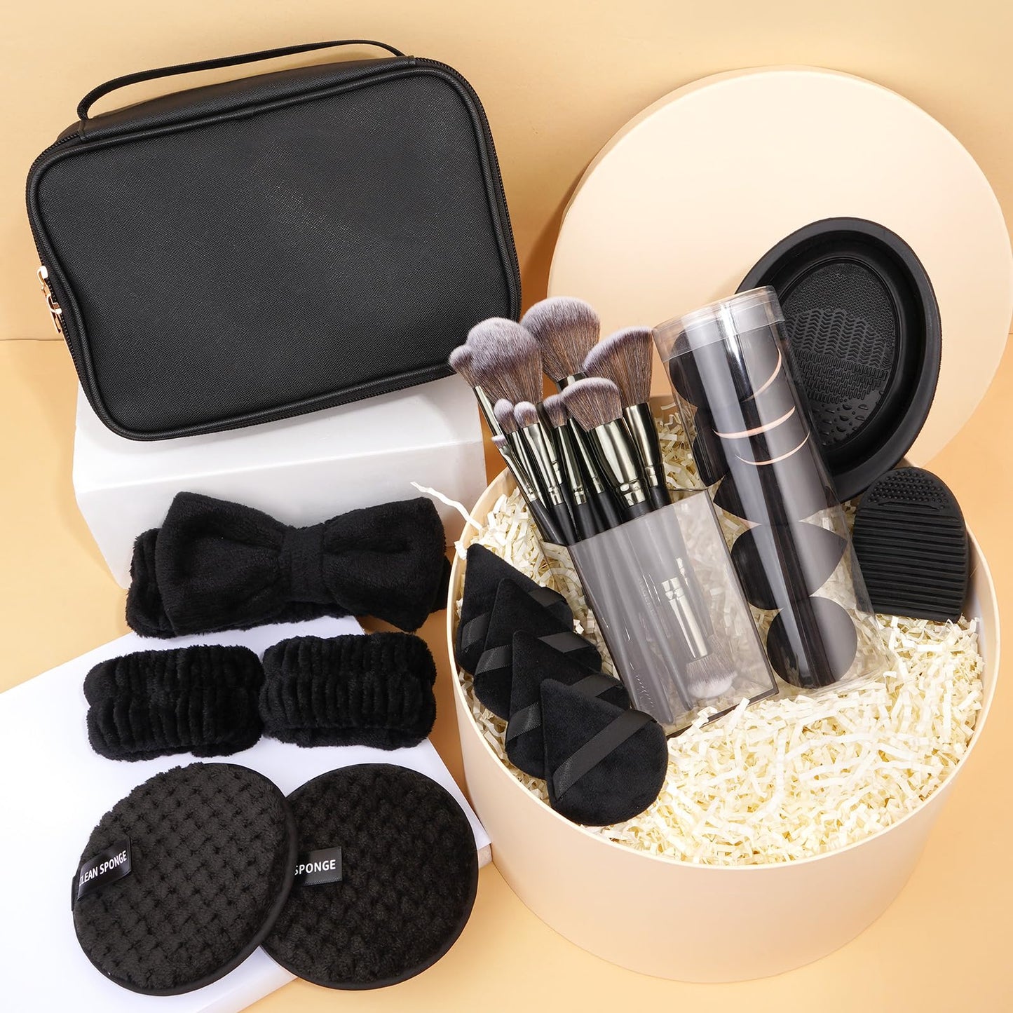 MAGEFY Makeup Brushes 37 Pcs Makeup Kit, Multi-functional Makeup Tool Set with Double-End Powder Blush Eyeshadows Brush Make up Brushes Set Bag,Pink
