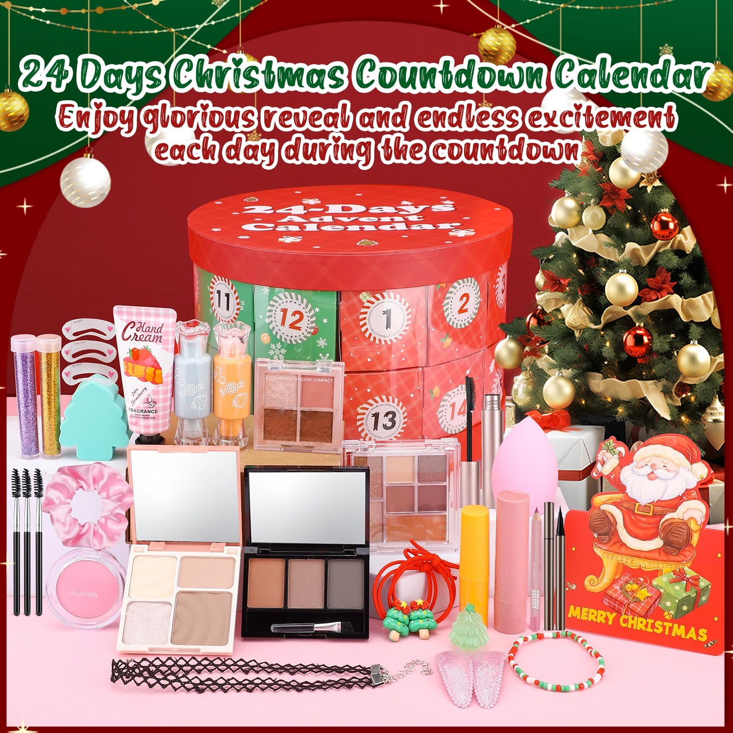 Ponhey Makeup Advent Calendar 2025,24 Days Christams Advent Beauty Calendar,Countdown Calendar For Girls Teens Women Adult,Xmas Holiday Beauty & Cosmetic Surprise Gift